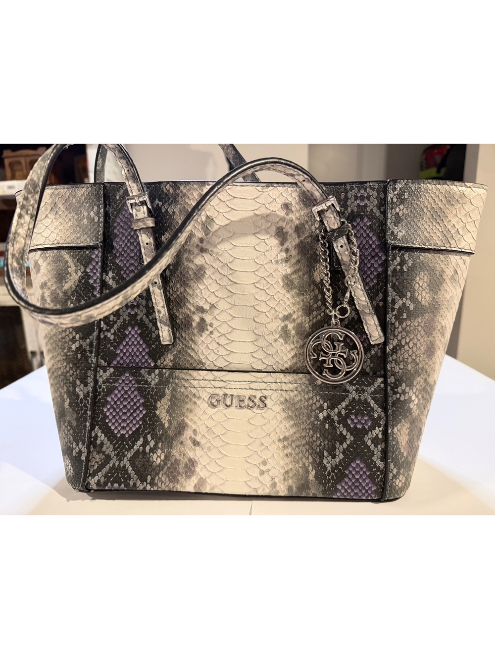 Guess "Delaney" Snakeskin Pattern Tote